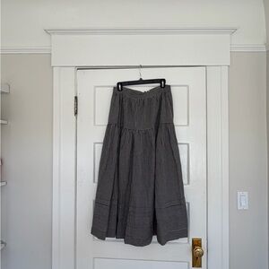 Doen Black and White Checked Maxi Skirt